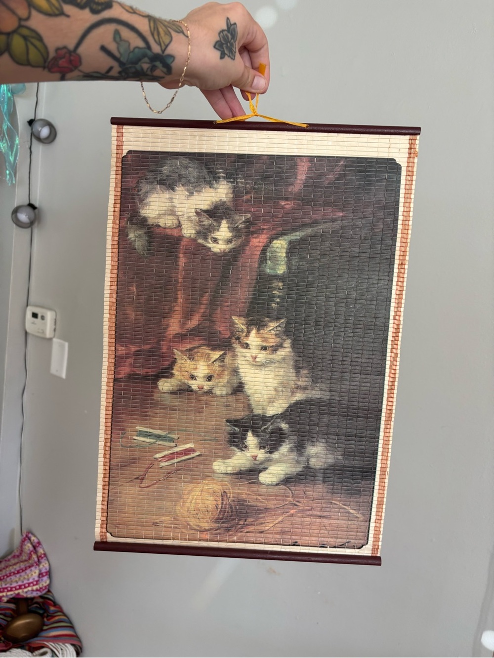 Vintage Cat Bamboo Scroll Wall Hanging Art Print